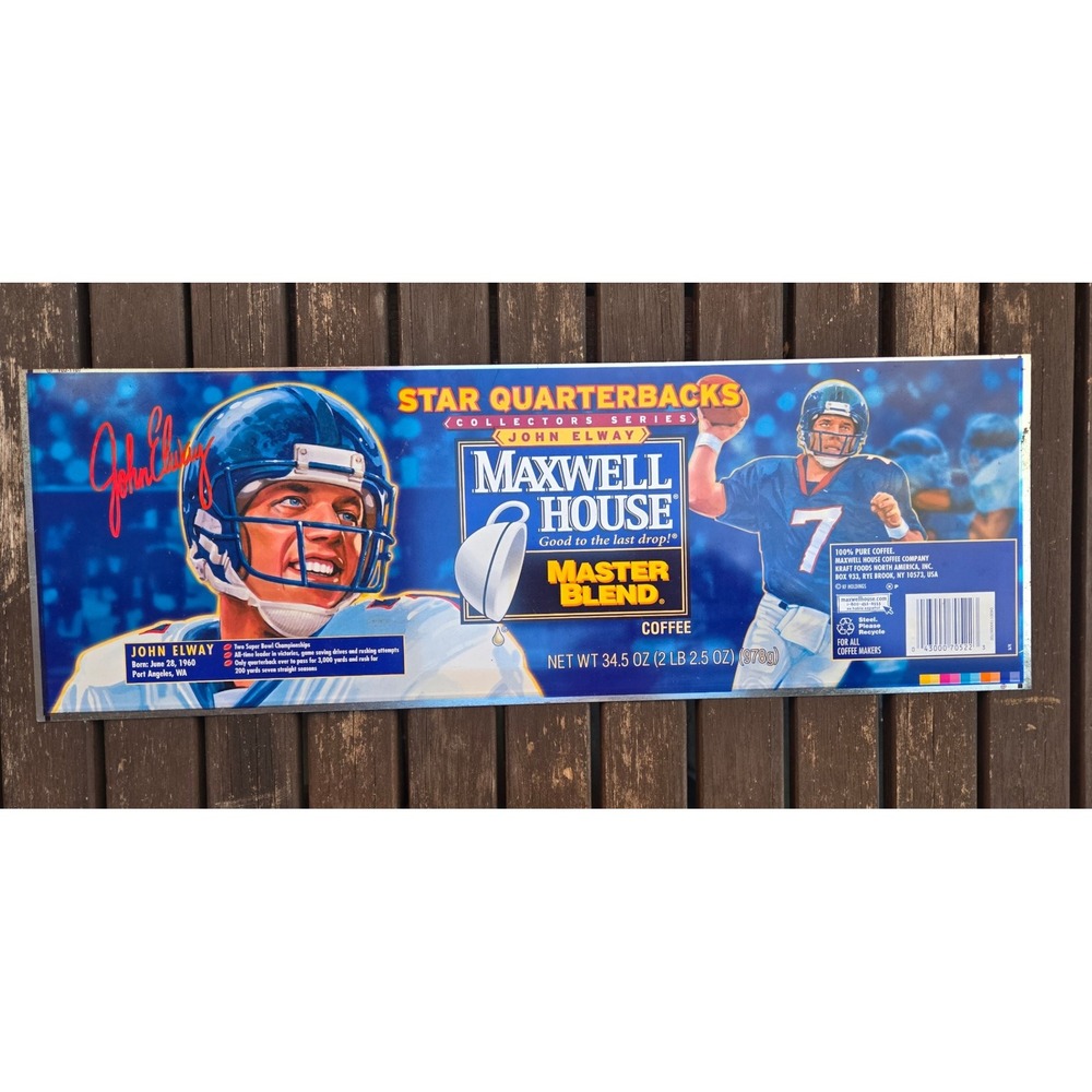 RARE Uncut Maxwell House Star Quarterbacks John Elway Coffee Can Blank!